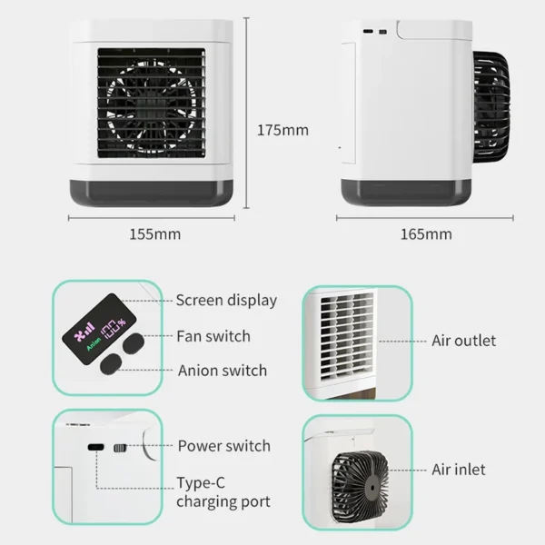 Portable Mini Air Conditioner, USB, Battery - view 6