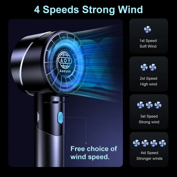 Portable Mini Handheld Fan, Battery, Plastic - view 2