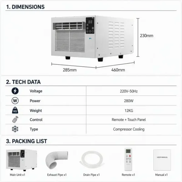 Portable Outdoor Air Conditioner, 110V-220V, 550W/1876BTU - view 6