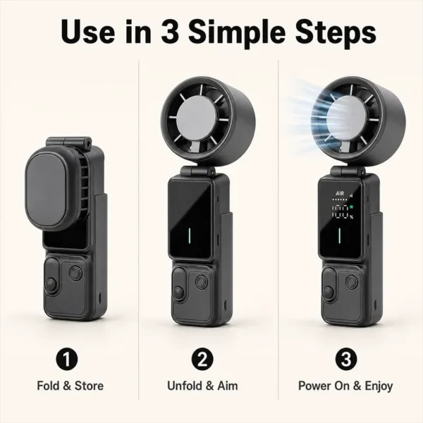 Portable Rechargeable Neck Fan, LED, 3.7, Battery - view 2