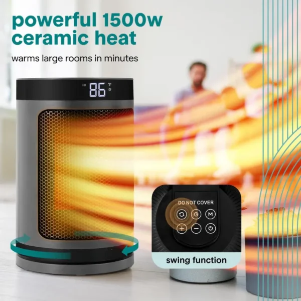 Portable Space Heater, 1500W, PTC - view 3