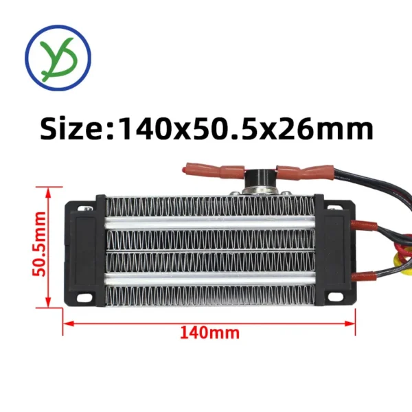 Ptc Heater, YIDU, 500W, 110~220V, 140x50.5x26mm - view 2