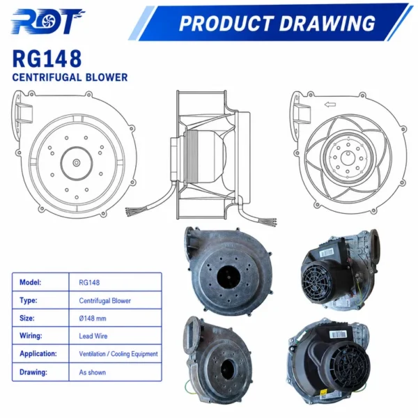 Radial Blower, RG148/1200-3633-010202, Wall - view 3