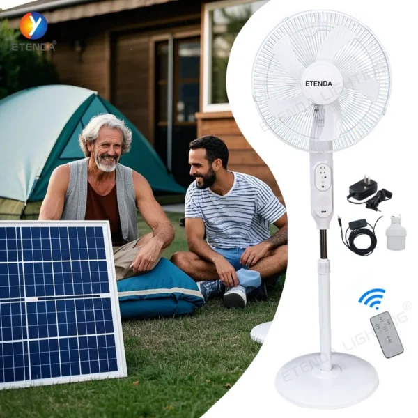 Rechargeable Electric Stand Fan, 18-Inch, Solar, LED - view 3