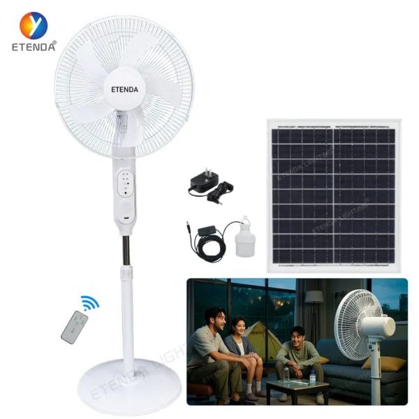 Rechargeable Electric Stand Fan, 18-Inch, Solar, LED - view 4