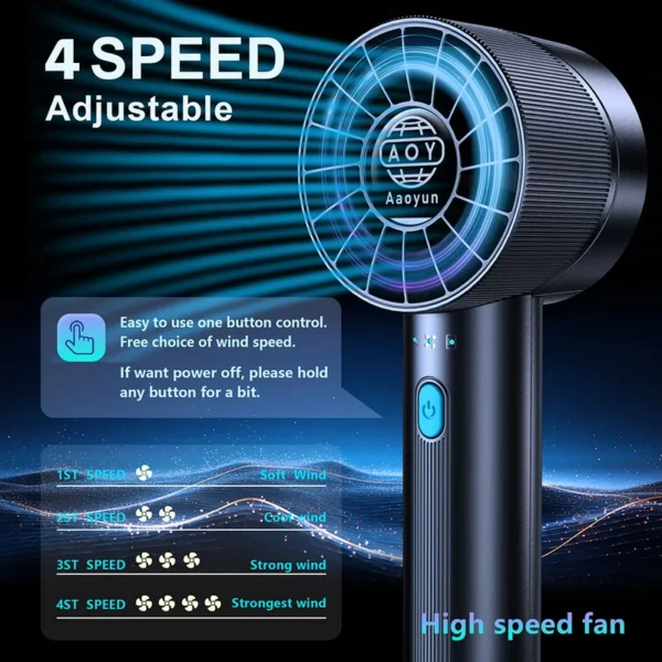 Rechargeable Fan, Portable, Battery, Plastic - view 2