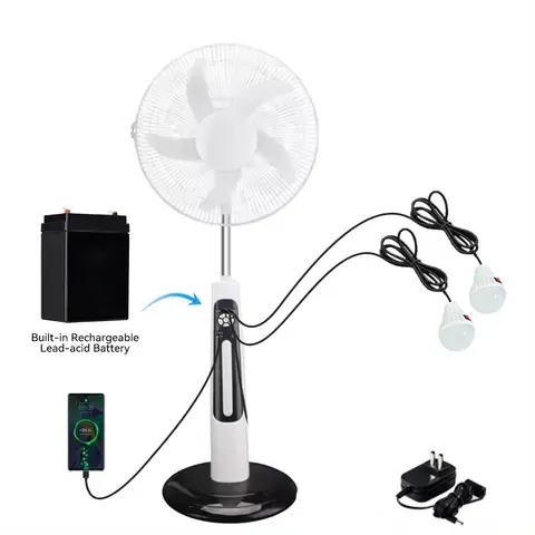 Rechargeable Floor Stand Fan, Solar, 30W - view 2