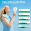 Rechargeable Lightweight Handheld Fan, 2000mAh, 5-Speed - view 4