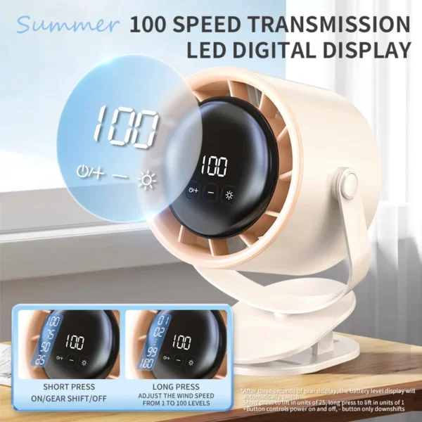 Rechargeable Mini Clip Fan, USB, 4000mAh - view 3