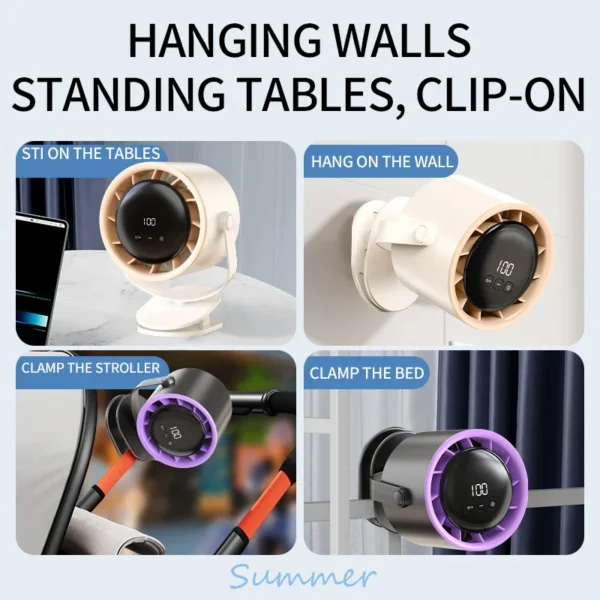 Rechargeable Mini Clip Fan, USB, 4000mAh - view 5