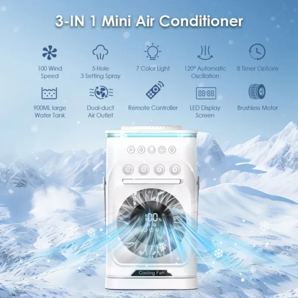 Rechargeable Portable Spray Fan, LED, 3.7, Battery - view 2