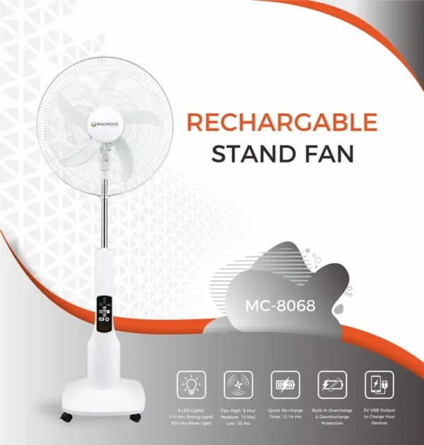 Rechargeable Stand Fan, 12V, 7000mAh - view 2