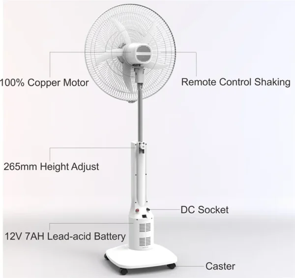 Rechargeable Stand Fan, 12V, 7000mAh - view 3