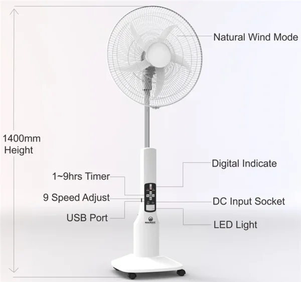 Rechargeable Stand Fan, 12V, 7000mAh - view 4