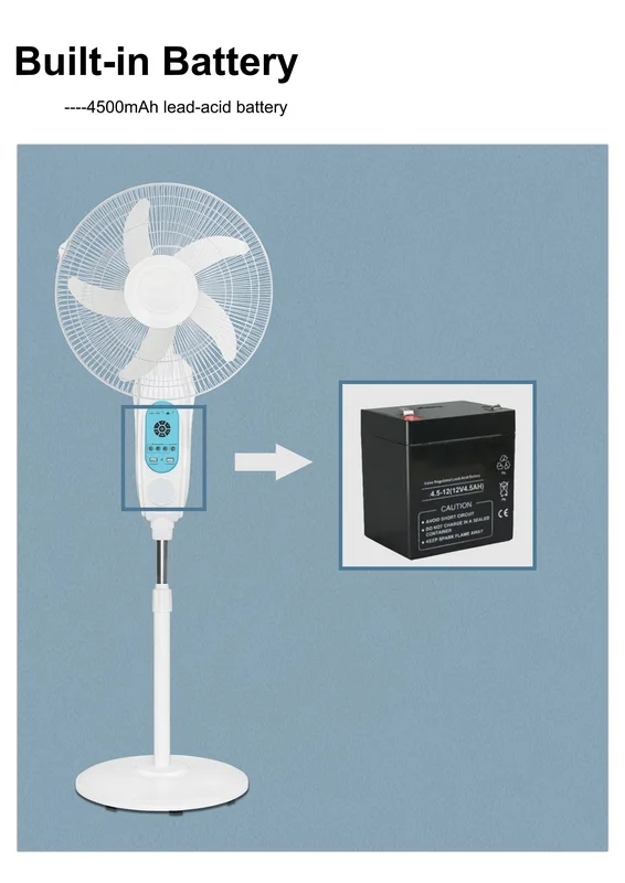 Rechargeable Standing Fan, Solar, 30W, Plastic - view 5