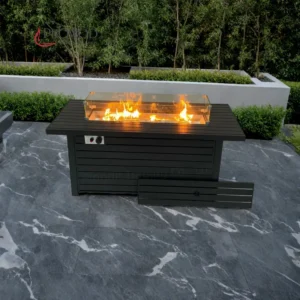 Rectangular Rattan Gas Stove, Steel, Fire Pit