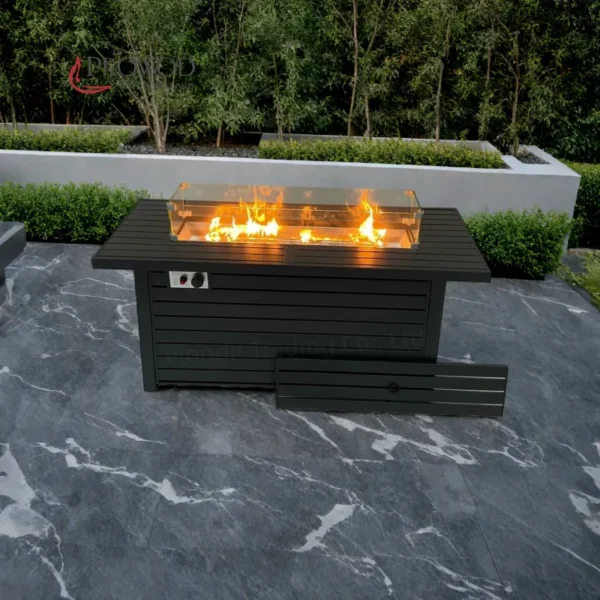 Rectangular Rattan Gas Stove, Steel, Fire Pit