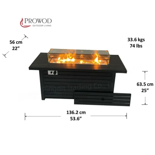 Rectangular Rattan Gas Stove, Steel, Fire Pit - view 2