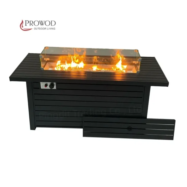 Rectangular Rattan Gas Stove, Steel, Fire Pit - view 3