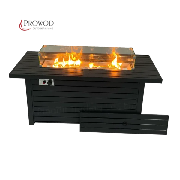 Rectangular Rattan Gas Stove, Steel, Fire Pit - view 4