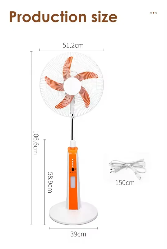 Remote Control Standing Fan, 16inch, Solar - view 2
