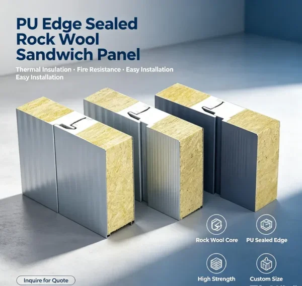 Rock Wool Sandwich Panel, 50/75/100/150mm, Steel