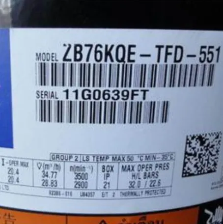 Scroll Compressor, ZB76KQE-TFD-551, R-404A, 50Hz, 3- - view 2