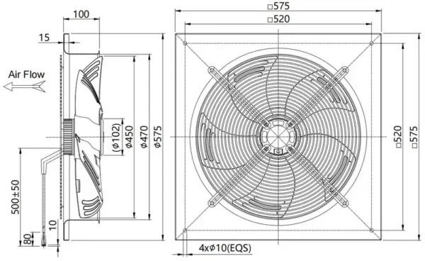 Seemtek Square Plate, 450mm, Axial - view 3