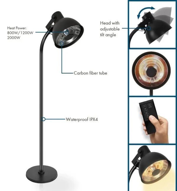 Settings Freestanding Infrared Heater, Plastic, Waterproof - view 2