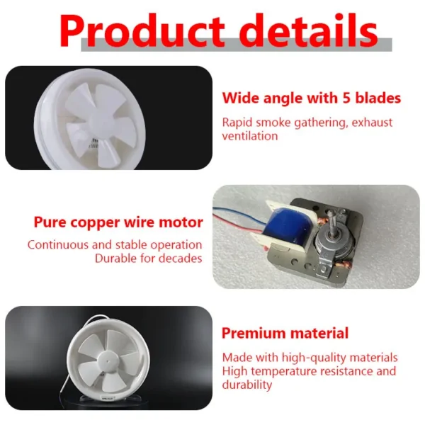 Shutter Ventilation Exhaust Fan, Plastic, Copper, Axial - view 5