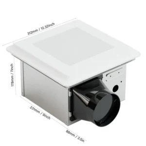 Silent Bathroom Exhaust Fan, Ceiling, LED, 100CFM, 15W