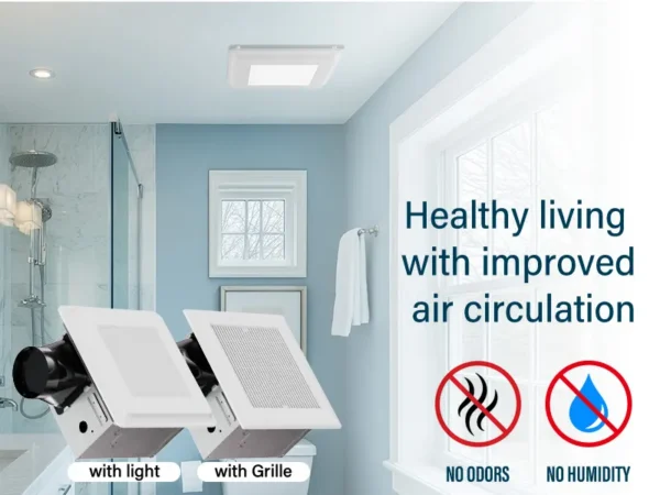 Silent Bathroom Exhaust Fan, Wall, LED, CFM, 20W - view 4