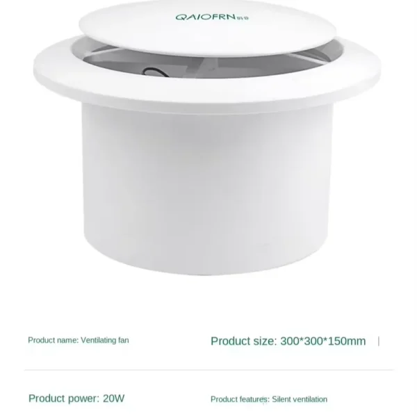 Silent Wall-mounted Exhaust Fan, ABS, 20W, 1-Year, 30cm - view 6