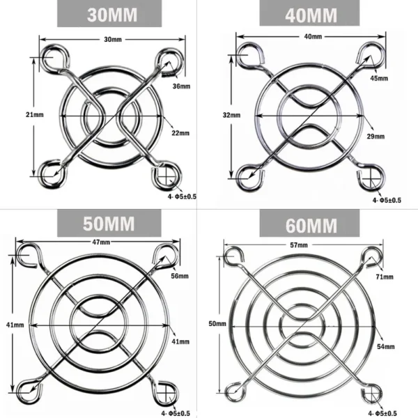 Silver Color Metal Fan, 30mm, 40mm, 60mm, 80mm - view 3