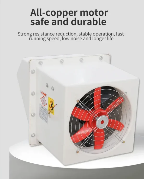 Slanted Industrial Exhaust Fan, Steel, FRP, Axial, Wall - view 4