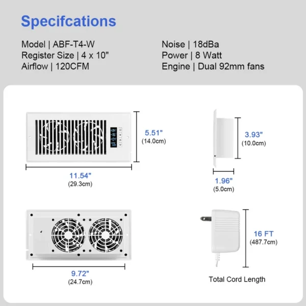 Smart Register Booster Fan, 220 V, Plastic - view 6