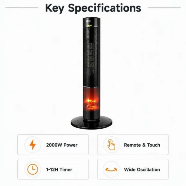 Smart Vertical Ptc Fan, 11㎡ - 20㎡, 1500W - 2000W - view 4