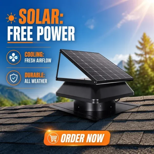 Solar Attic Exhaust Fan, 2284CMH, 4 Adjust Speed