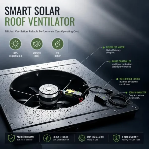 Solar Attic Exhaust Fan, 2284CMH, 4 Adjust Speed - view 3