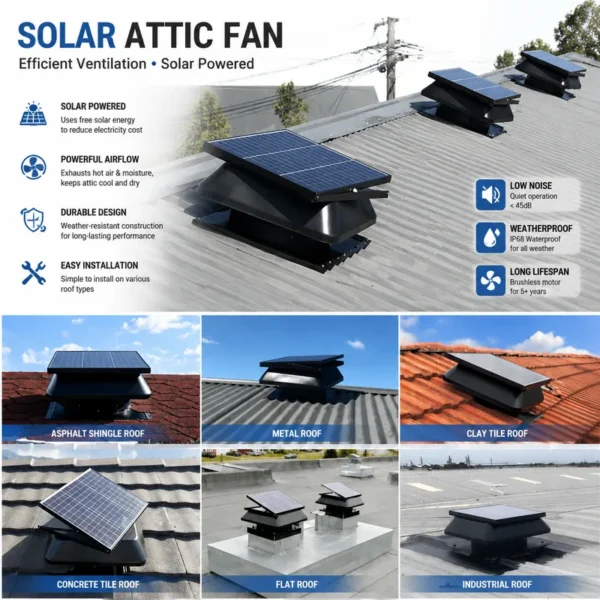 Solar Attic Exhaust Fan, 2284CMH, 4 Adjust Speed - view 6