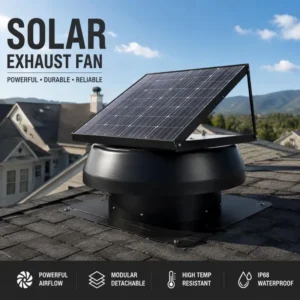 Solar Attic Fan, 40W, 14in, IP68, Waterproof