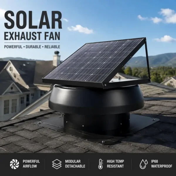 Solar Attic Fan, 40W, 14in, IP68, Waterproof