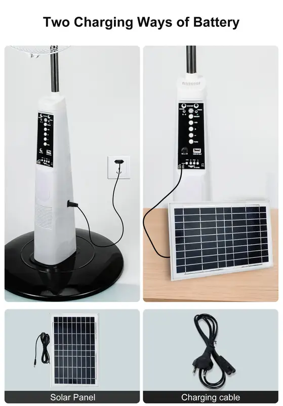 Solar Fan, 18Inch, 110-220V, Battery - view 4