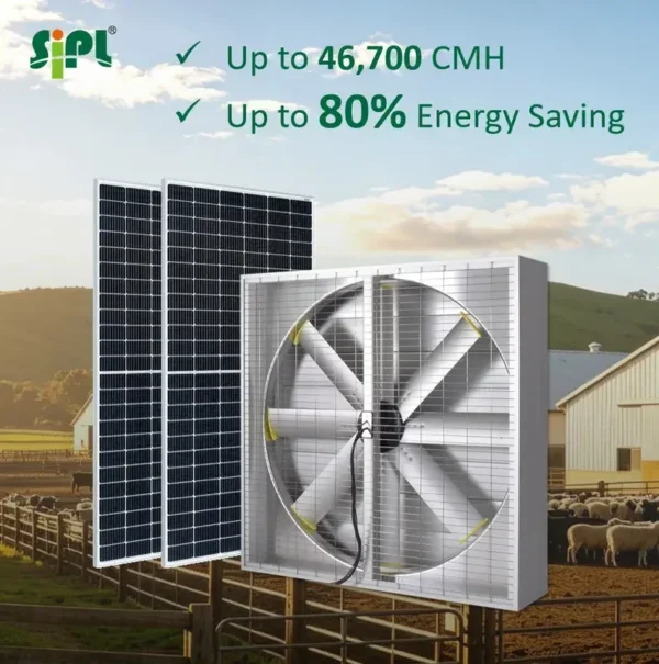Solar Farm Ventilation Fan, 46700CMH, Aluminum, Wall