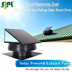 Solar Powered Attic Fan, IP68, Waterproof, 60W, Roof