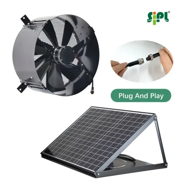 Solar Powered Axial Fan, 14'', Wall - view 2