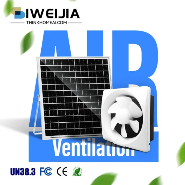 Solar Powered Exhaust Fan, Waterproof, Wall, 12V, Axial