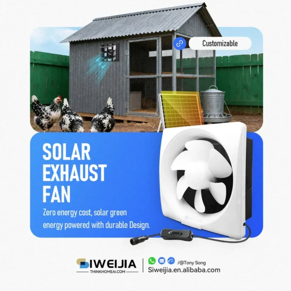 Solar Powered Exhaust Fan, Waterproof, Wall, 12V, Axial - view 4