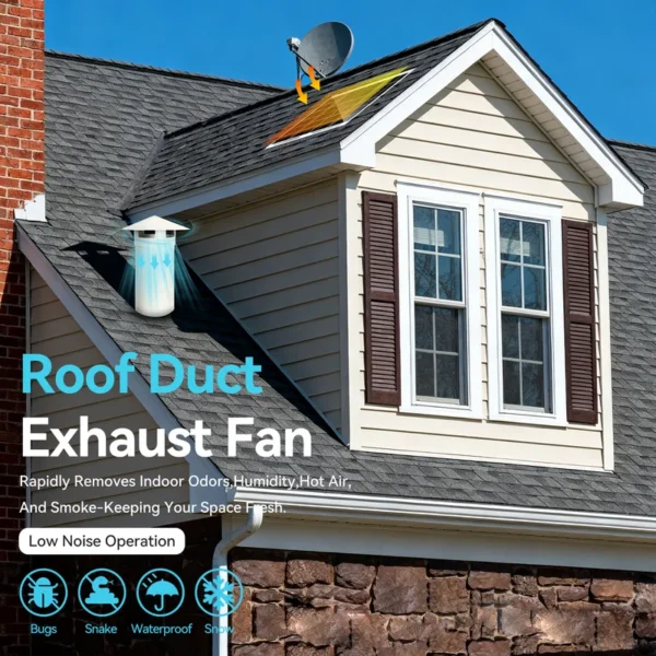 Solar Roof Exhaust Fanw, Fan-15W, Waterproof, Brushless, Axial - view 2