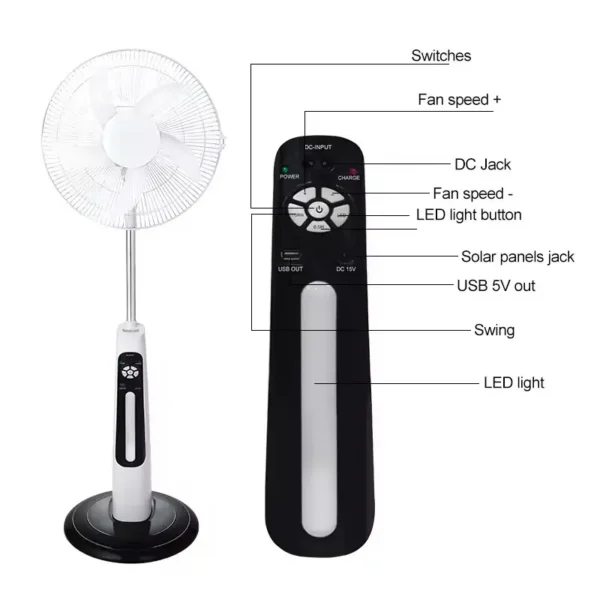 Solar Standing Smart Fan, 220, 32 - view 4